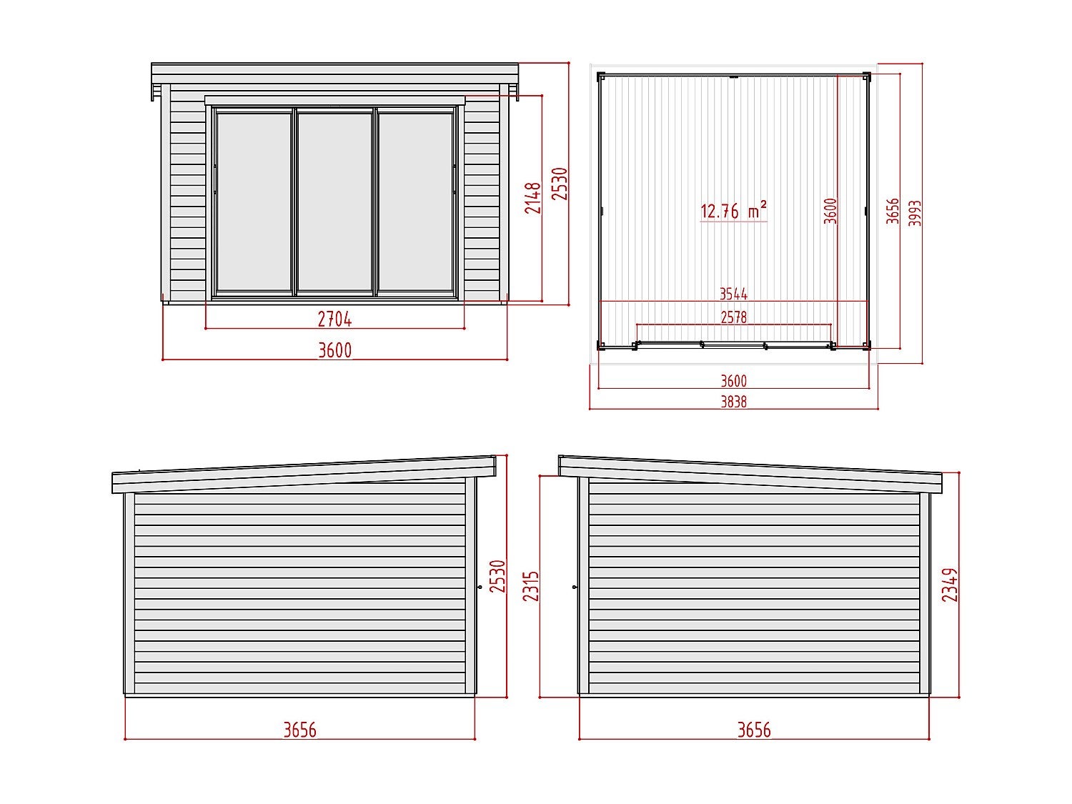 Studio de jardin en bois 15,3 m² - Epaisseur 28 mm - CANOPIA - 8