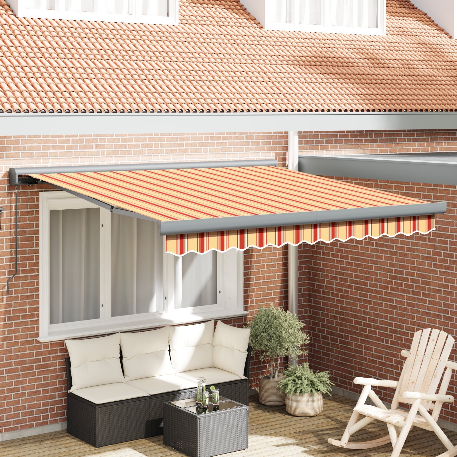 Markiza zwijana Żółty i pomarańczowy 350 x 250 cm vidaXL