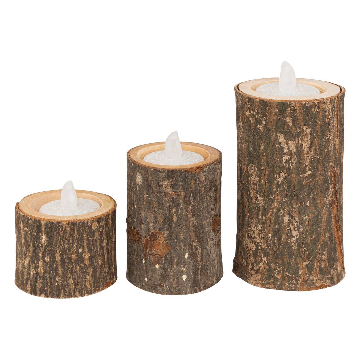 HOWSILAY Set Di 3 Portacandele In Legno Massello Per Centrotavola – Stile Moderno Fattoria, Per Candele Coniche E A Pilastro