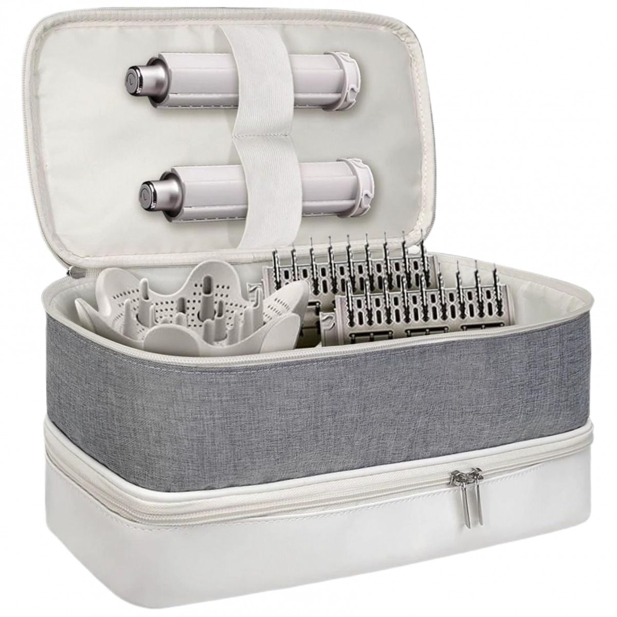 Set de călătorie cu instrument de păr din PU cu strat dublu, cu mâner și geantă de depozitare, compatibil și portabil