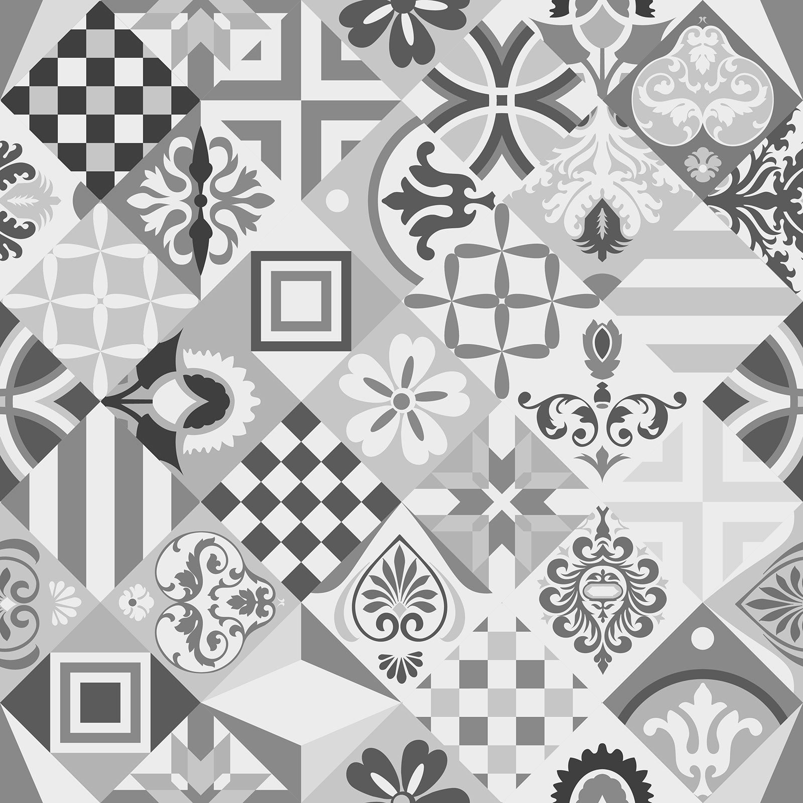 Crédence adhésive sticker décoratif pour cuisine - Effet carreaux de ciment - Adhésif BRILLANT - 60x60 cm - 2