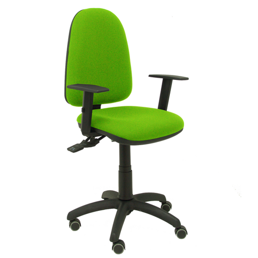 Silla OFICINA PYC 04CP Sedia Da Ufficio Ergonomica Con Braccioli Fissi, Meccanismo A Contatto Permanente, Imbottita In Tessuto BALI Giallo, Base A 5 Razze, Prodotta In Spagna
