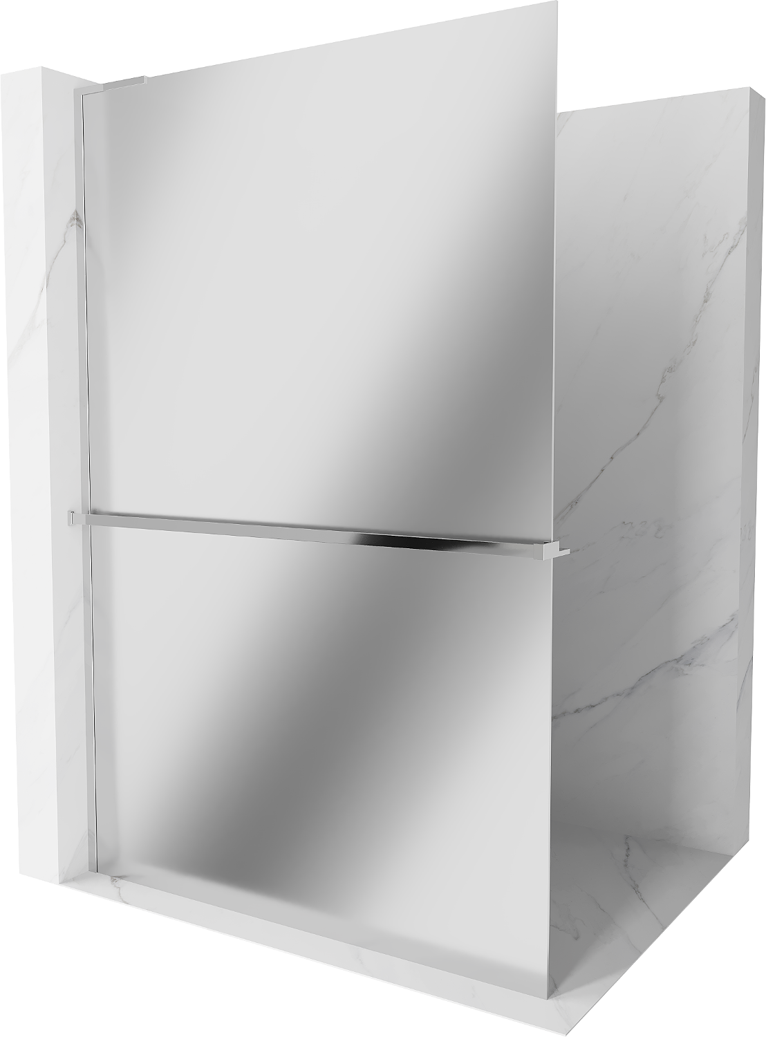 Mexen Kioto+ L ścianka prysznicowa z półką Walk-in 80 x 200 cm, lustro, chrom - 800-080-123-01-50