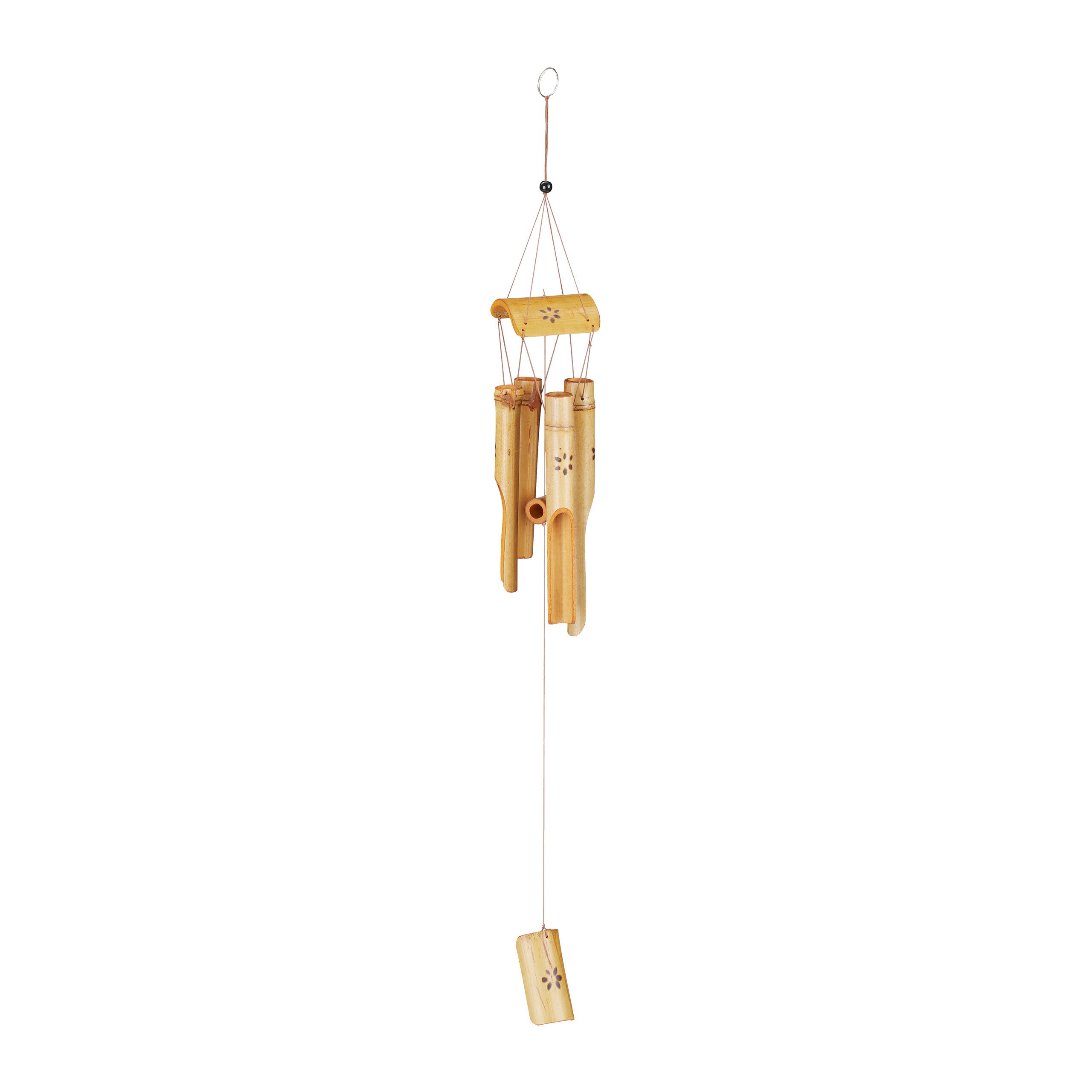 Carillon à vent bambou, moulin à vent, son, décoration jardin, bois, feng shui mobile, 73 cm, nature, Relaxdays - 9