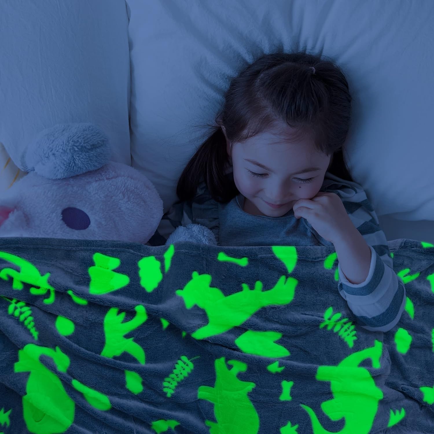 Coperta Che Si Illumina Al Buio, Coperta In Pile Di Flanella, Per Tutte Stagioni Stampa Con Dinosauri 100 X 150 Cm 92455655