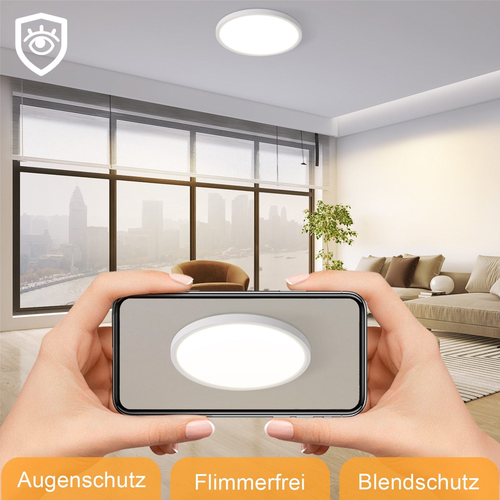 NETTLIFE Lampa sufitowa LED do łazienki, płaska, 24 W, okrągła, biała, do kuchni, nieściemnialna - 3