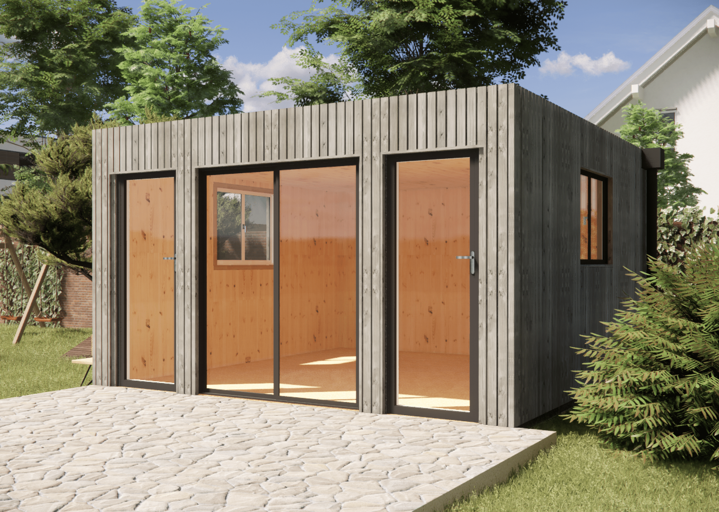 Extension maison en bois en bois 4,4 x 4,6 x 2,7 m avec plancher isolé - 6