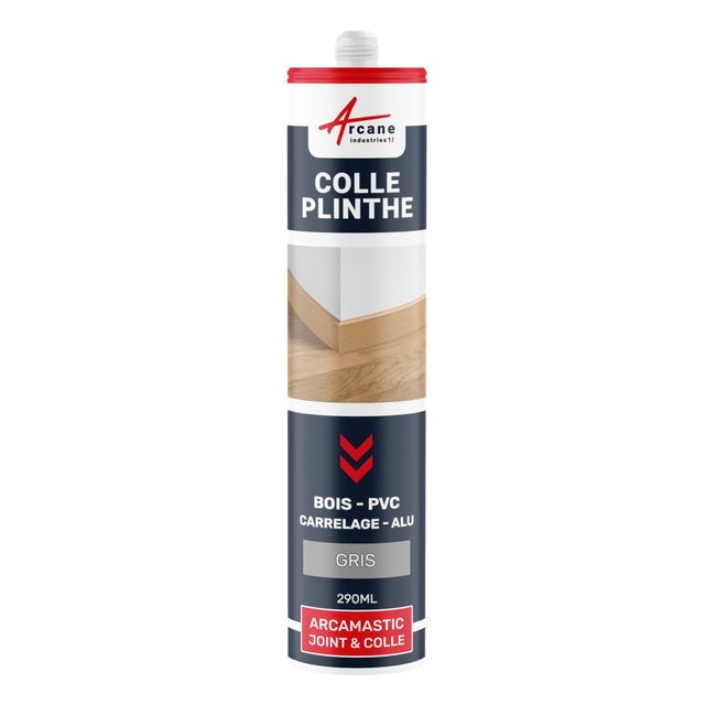 Mastic Colle Plinthes bois, carrelages, parquet, marches : ARCAMASTIC JOINT ET COLLE Gris securité - RAL 7004 - 290 ml x 1 - ARCANE INDUSTRIES