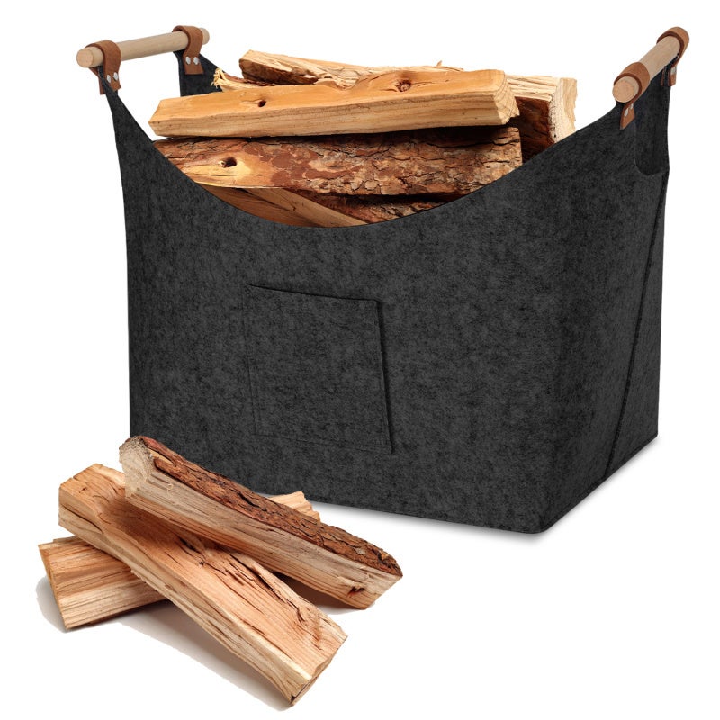Cesti Per Legna Borsa In Feltro Per Legna Da Ardere, 2 Pezzi Pieghevole Cestino In Feltro Per La Spesa In Legno Giornali 55 X 30 X 40 Cm Grigio Tipo B Hengmei 81264338