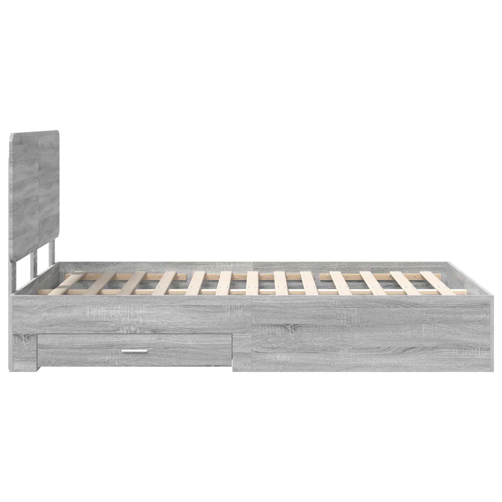 Cadre de lit gris 135 x 190 cm en panneau de bois - 9