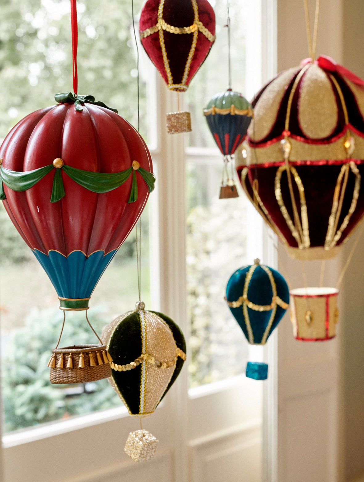 Décoration de l'arbre de Noël en polyrésine Ballon 25 cm / Rouge/Bleu - 4