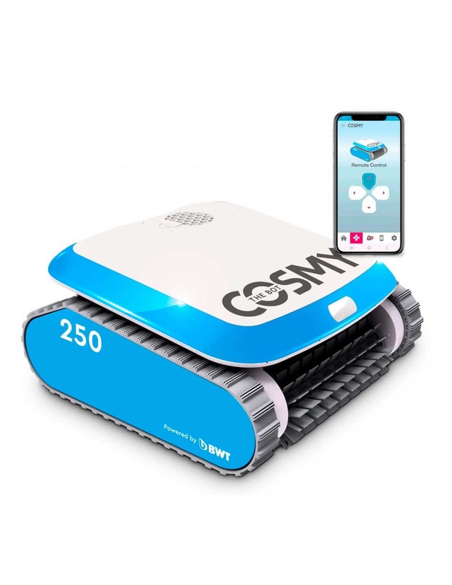 Cosmy 250 Robot nettoyeur de piscine Navigation intelligente Parois du sol Filtration supérieure Eau claire comme du cristal