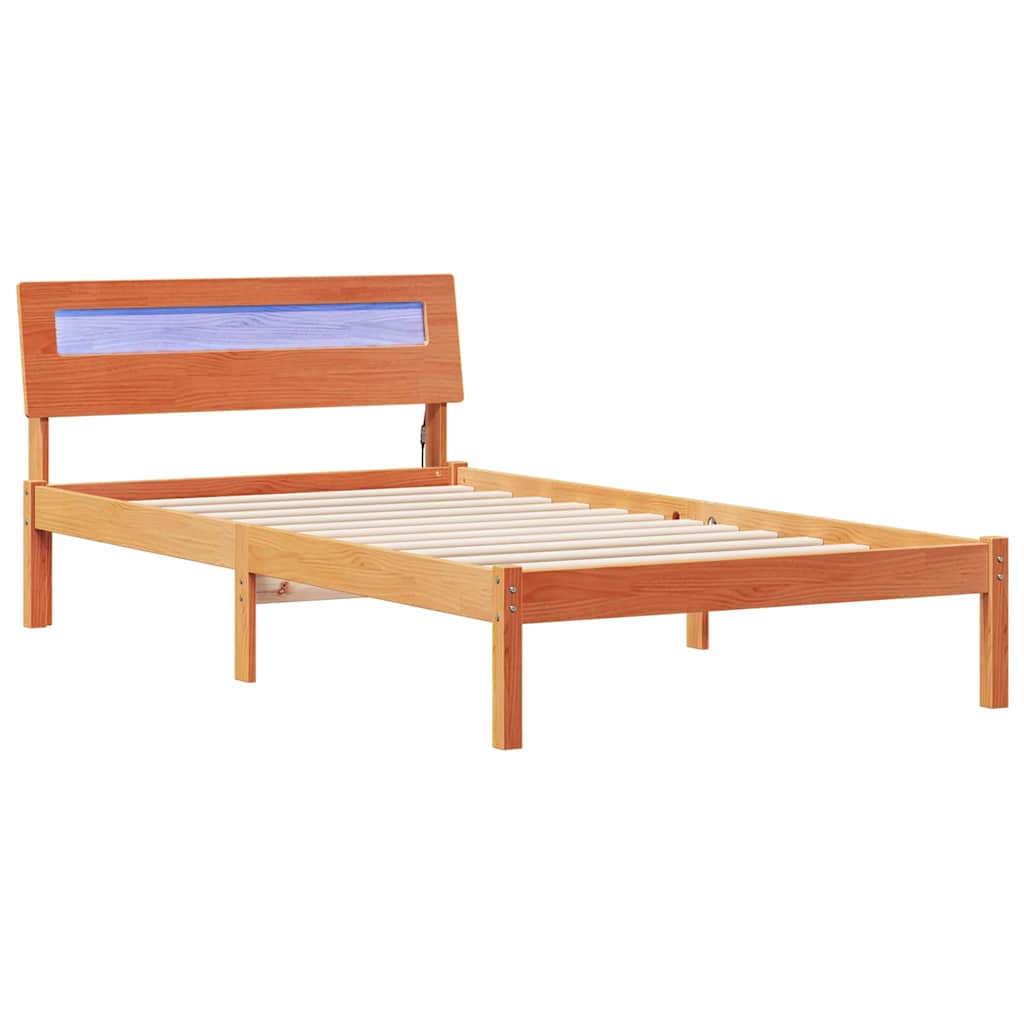 Łóżko Drewniane Brązowe Rama Łóżka Ze Stelażem Sypialnia Pokój 80 x 200 cm