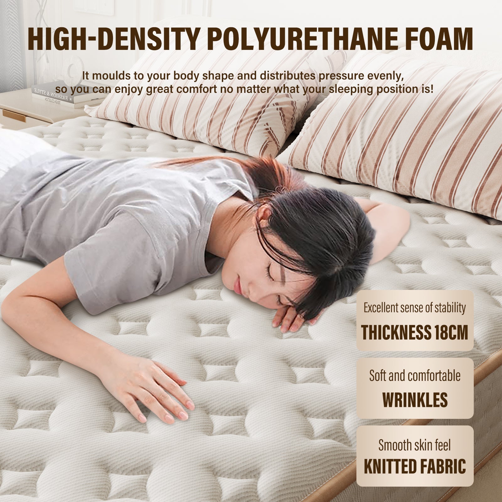 DEWINNER Matelas en Mousse 90x190cm，Épaisseur 18cm - 2