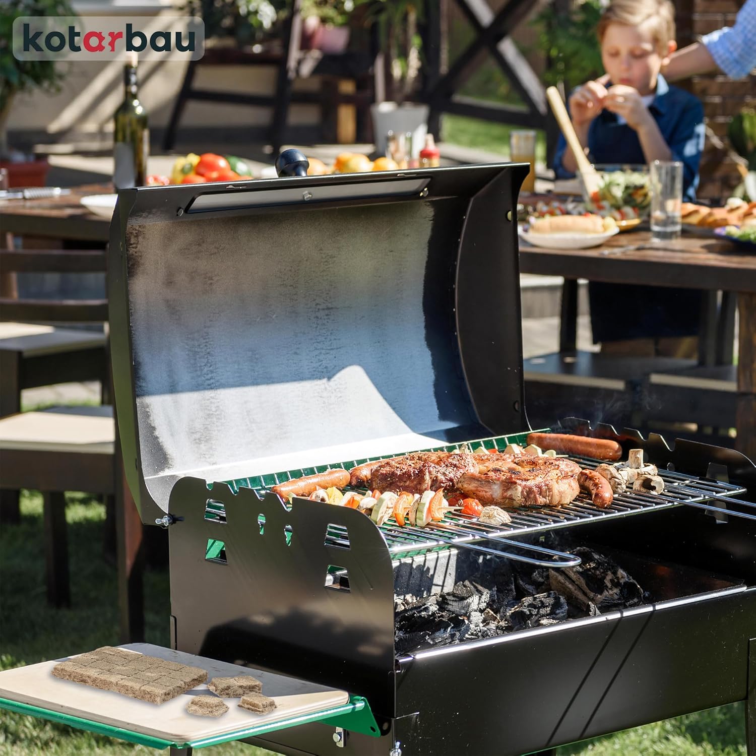 Confezione da 400 Cubi Accendifuoco - Lana di legno - 25 x 8 x 13 cm - Naturale - Accendifuoco per Barbecue - KOTARBAU - 5