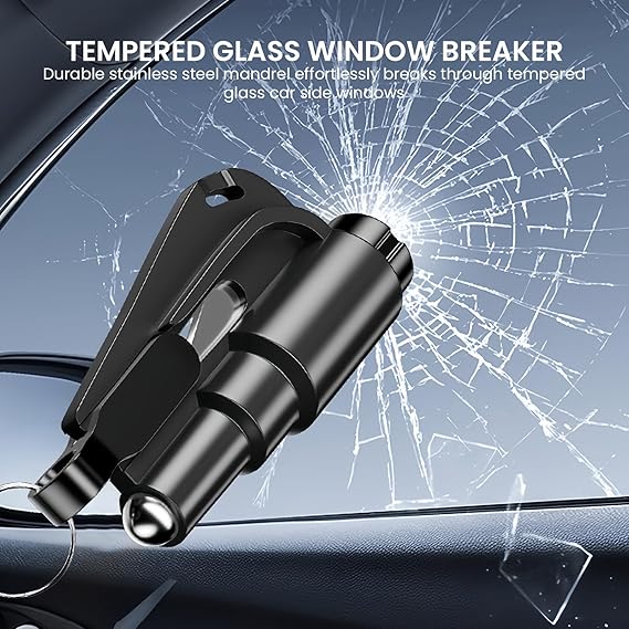 Lot de 6 brise-vitres de voiture 3 en 1, porte-clés, outil de sauvetage multifonction, outil d'urgence avec brise-vitre coupe-ceinture de sécurité - 4