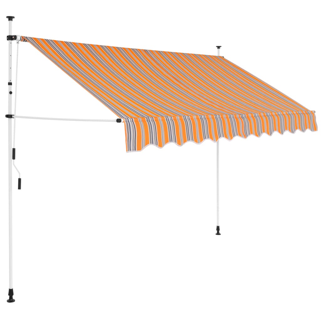 Toldo manual retráctil | toldo parasol | marquesina 300 cm amarillo y azul a rayas cfw41041