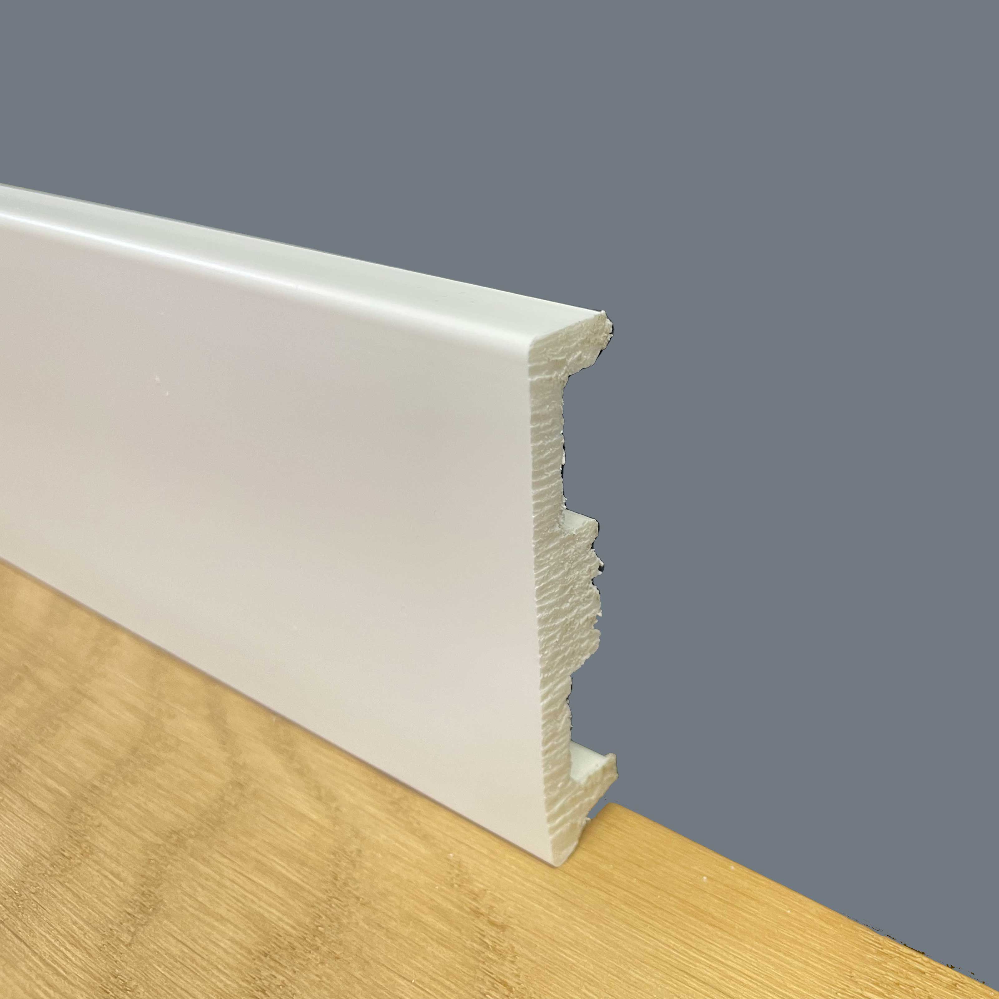 Passe-câble carré pour plinthe en Duropolymère polystructuré blanc 80 x 15 **MEILLEUR PRIX** (prix au mètre linéaire) - 3