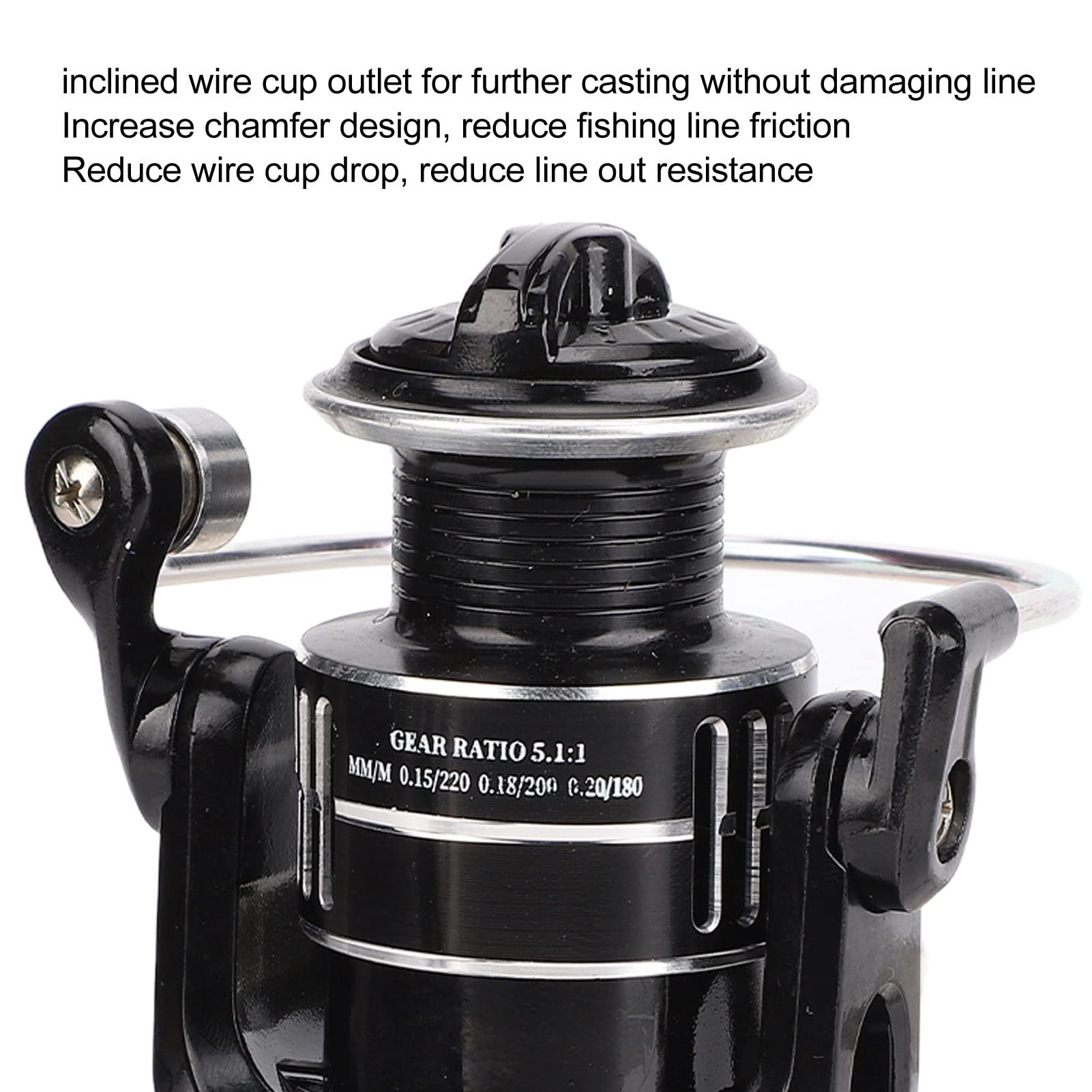 Mulinello da pesca in metallo HZ2000 ad alta velocità 5.1:1 per canna da pesca telescopica per pesca in mare - 6