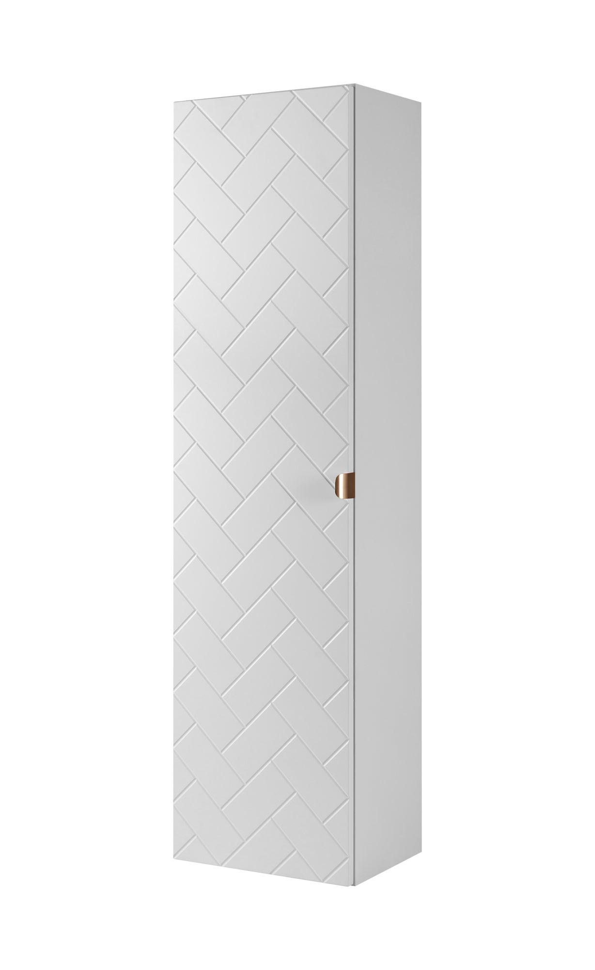 Szafka łazienkowa, matowa biel, 35 x 136 x 27 cm, uchwyty w kolorze złotym