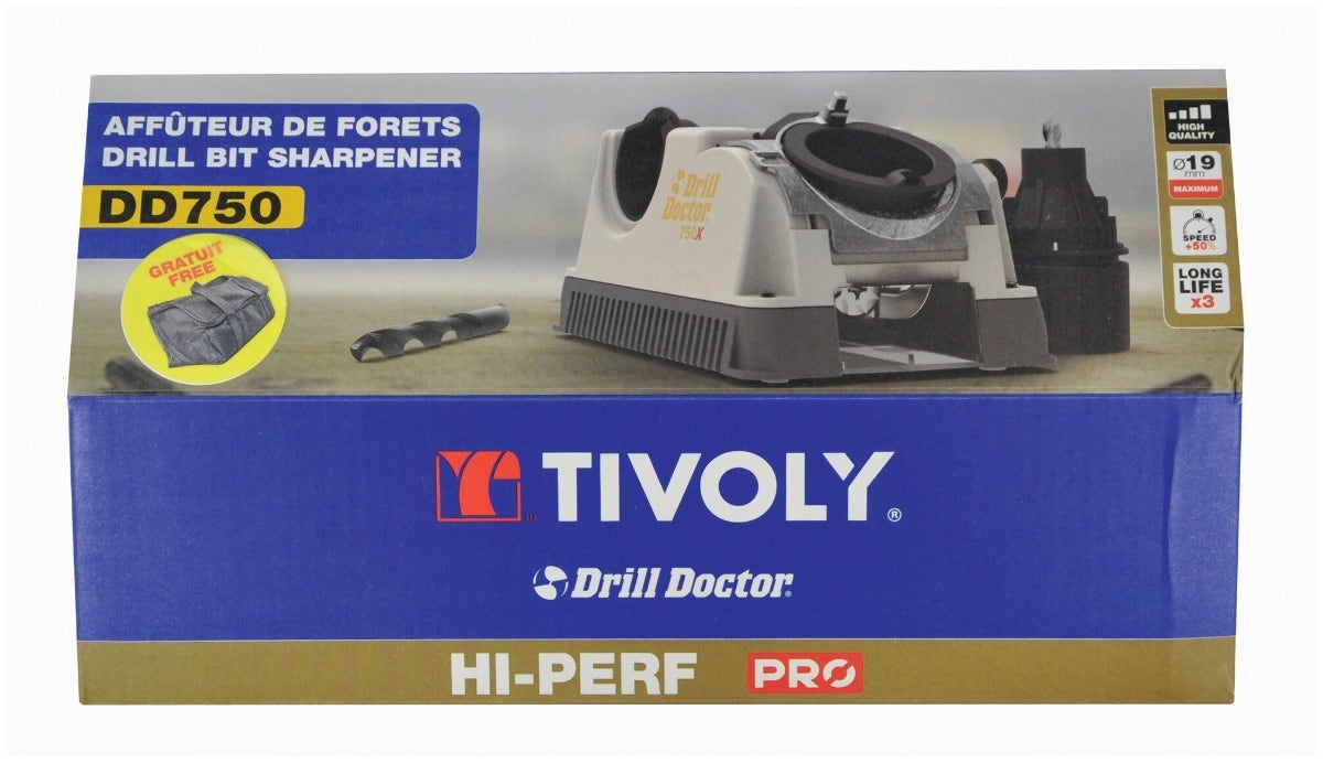 Tivoly • Affûteuse de forets Drill Doctor DD750 XP Ø 2,5 à 19 mm • Affûtage 118° à 135° dépouille conique et pointe en croix - 4