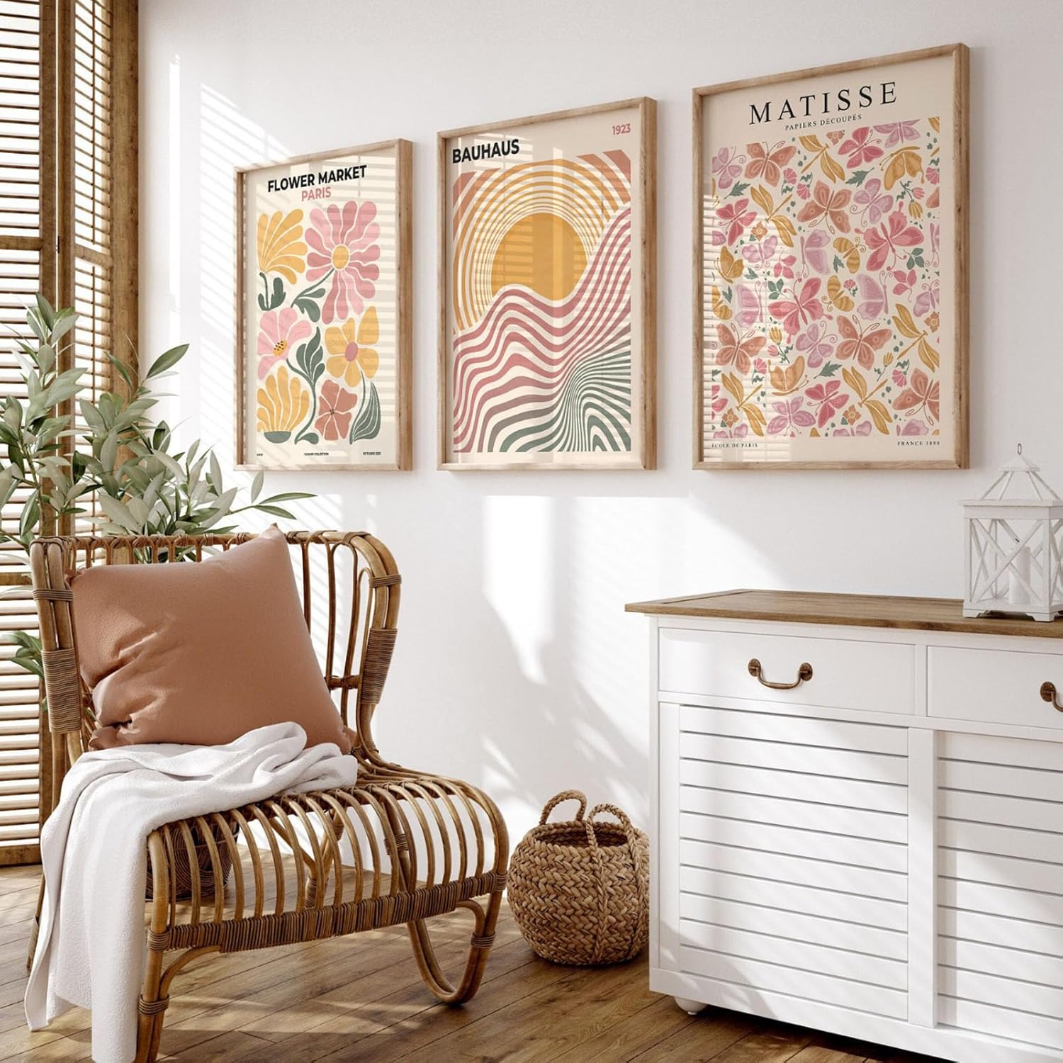Lot de 3 affiches esthétiques, toile aquarelle esthétique à fleurs roses, peinture murale botanique abstraite, chambre et bureau (30 x 40 cm) - 2