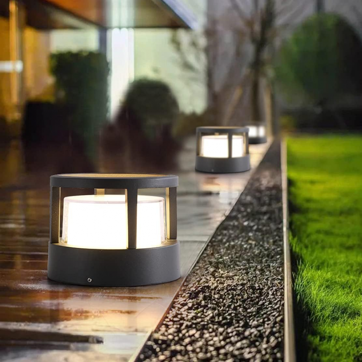 Lampada da giardino cilindrica 10 cm - Colonna LED 7W bianco caldo, IP65 impermeabile per vialetti, cortili, terrazze - 3
