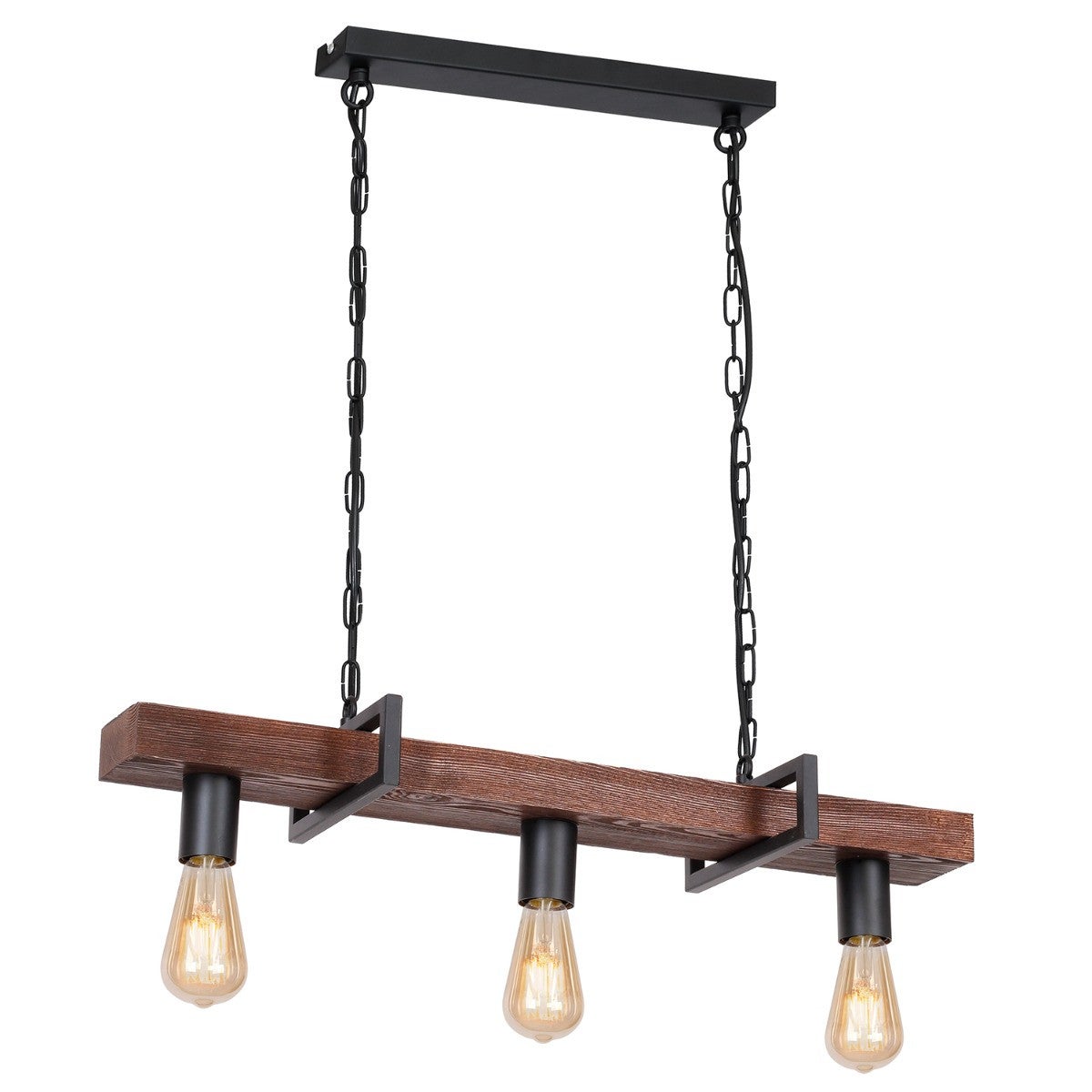Lampa wisząca Hard czarny matowa-ciemne drewno 3xE27x15W wym: 90 x 74 x 23 cm metal Luminex