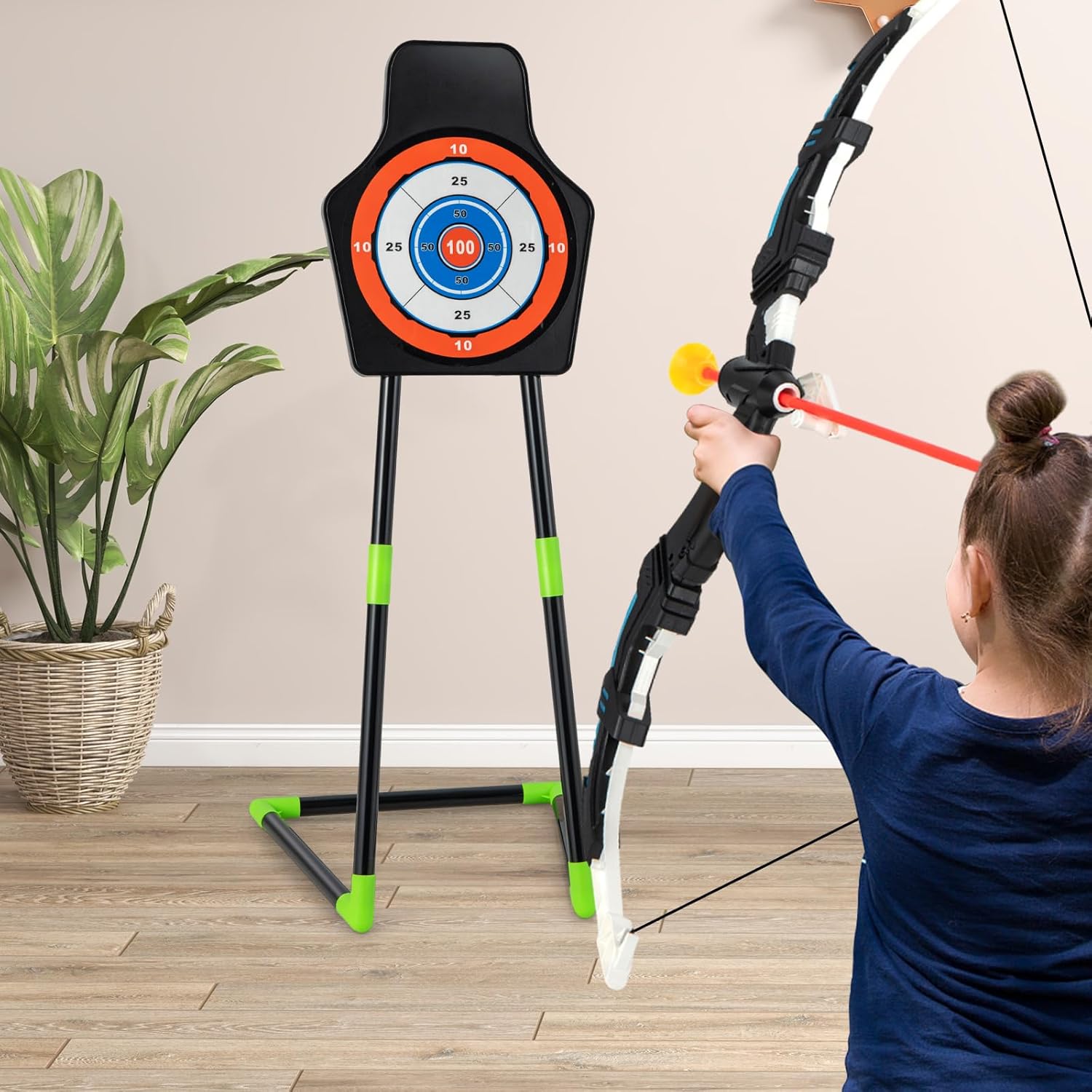 Arcs et Flèches Enfants, Ensemble Tir à l'arc à LED avec 20 Flèches à Ventouse, 2 Carquois, Jeu de Tir Intérieur Extérieur pour 3 à 12 Ans - 9