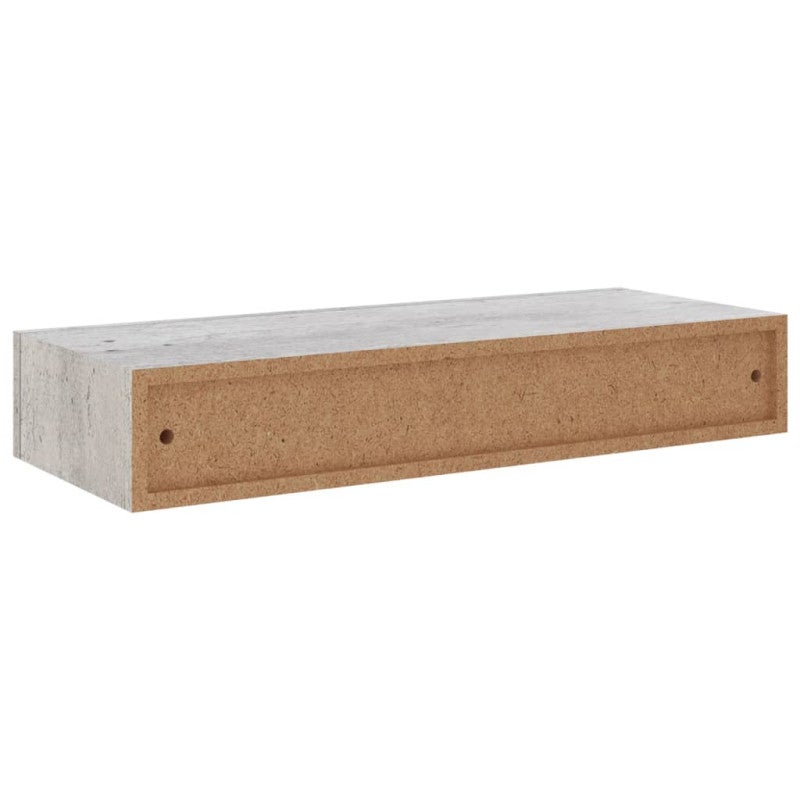 Étagère à tiroir murale Gris béton 60x23,5x10 cm MDF - 6