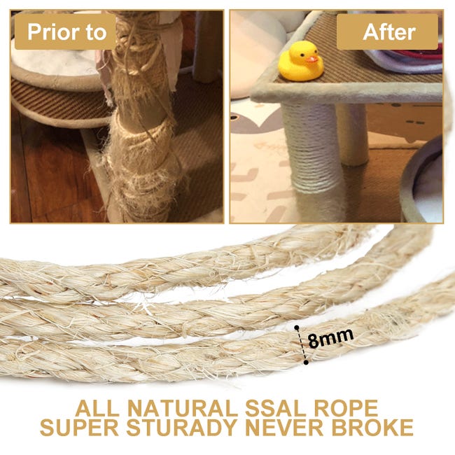 Corda Di Sisal 50 Metri Per Tiragraffi - Spago Naturale Per Gatti E Artigianato - Foto 2