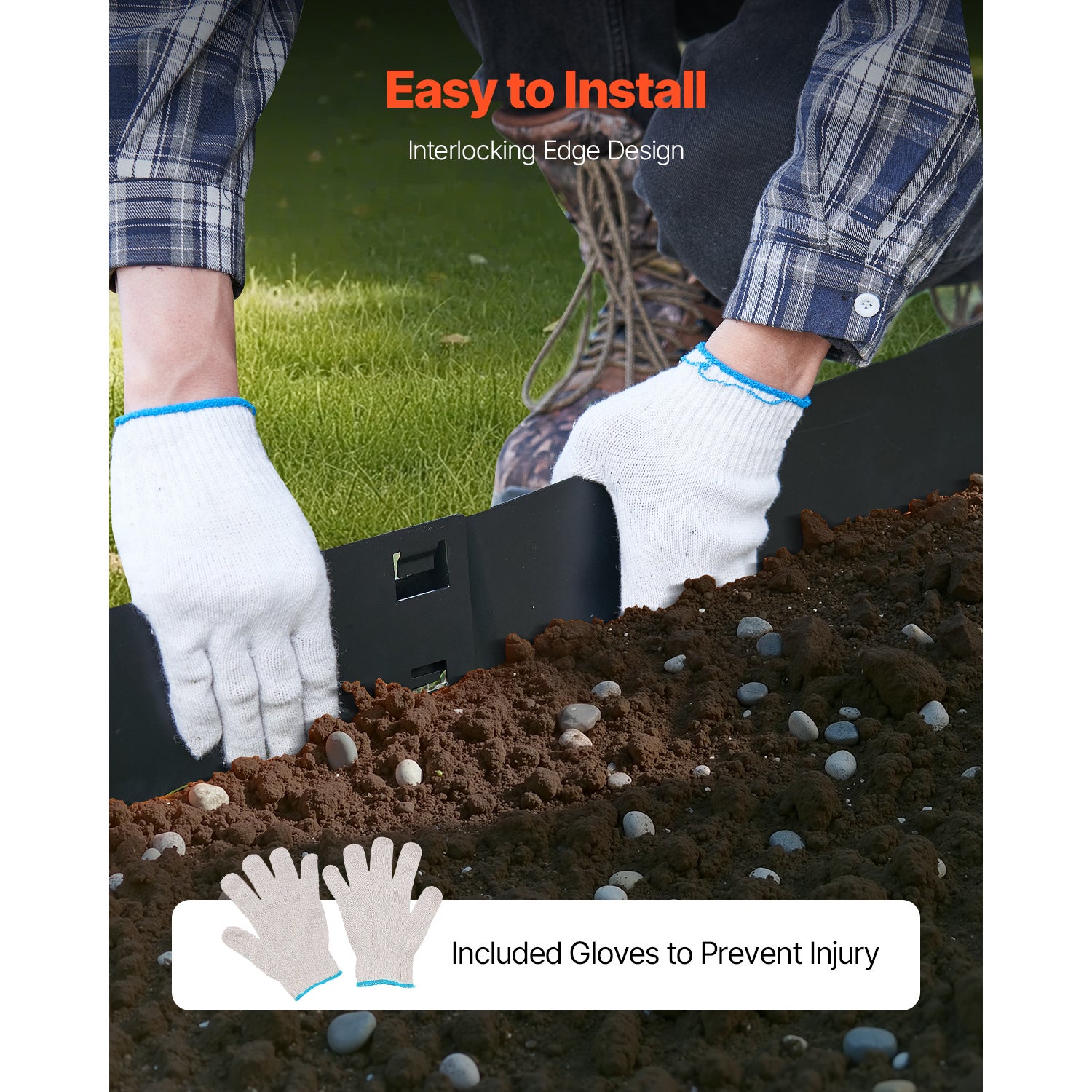 Bordure de Jardin en Acier,SucceBuy Lot de 5,Bordures Métalliques Paysagères,990 x 181 mm,Anti-Corrosion,Installation Facile,Noir - 7