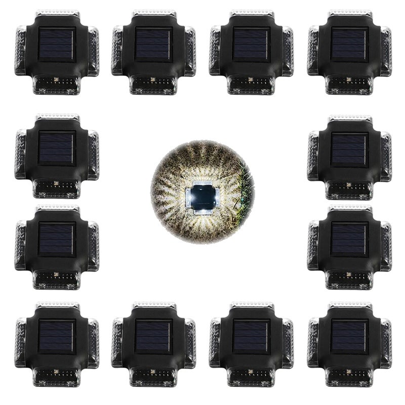Czterostronny solarny kinkiet 12 sztuk, polikrystaliczny solarny kinkiet z białym światłem 4LED