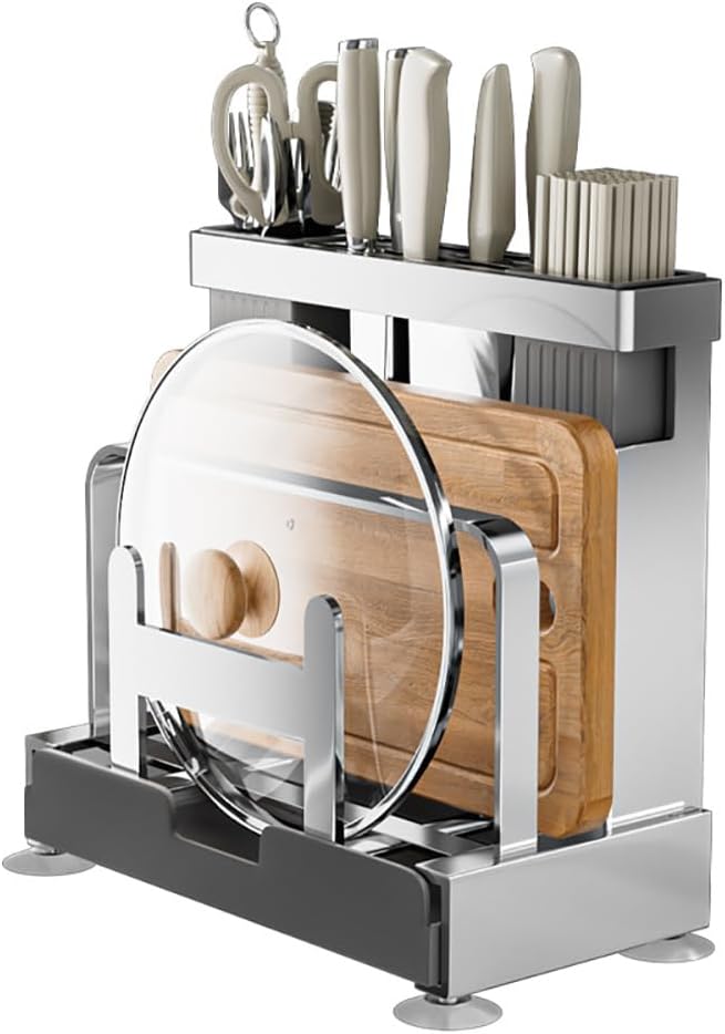 Wielofunkcyjny schowek na noże kuchenne, deskę do krojenia, pokrywkę garnka i uchwyt na pałeczki