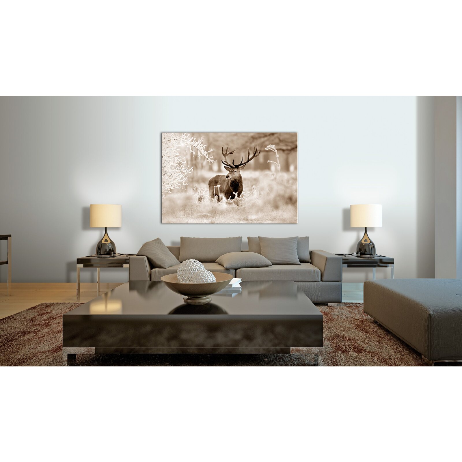 Tableau cerf en sépia - 120 x 80 cm - 2