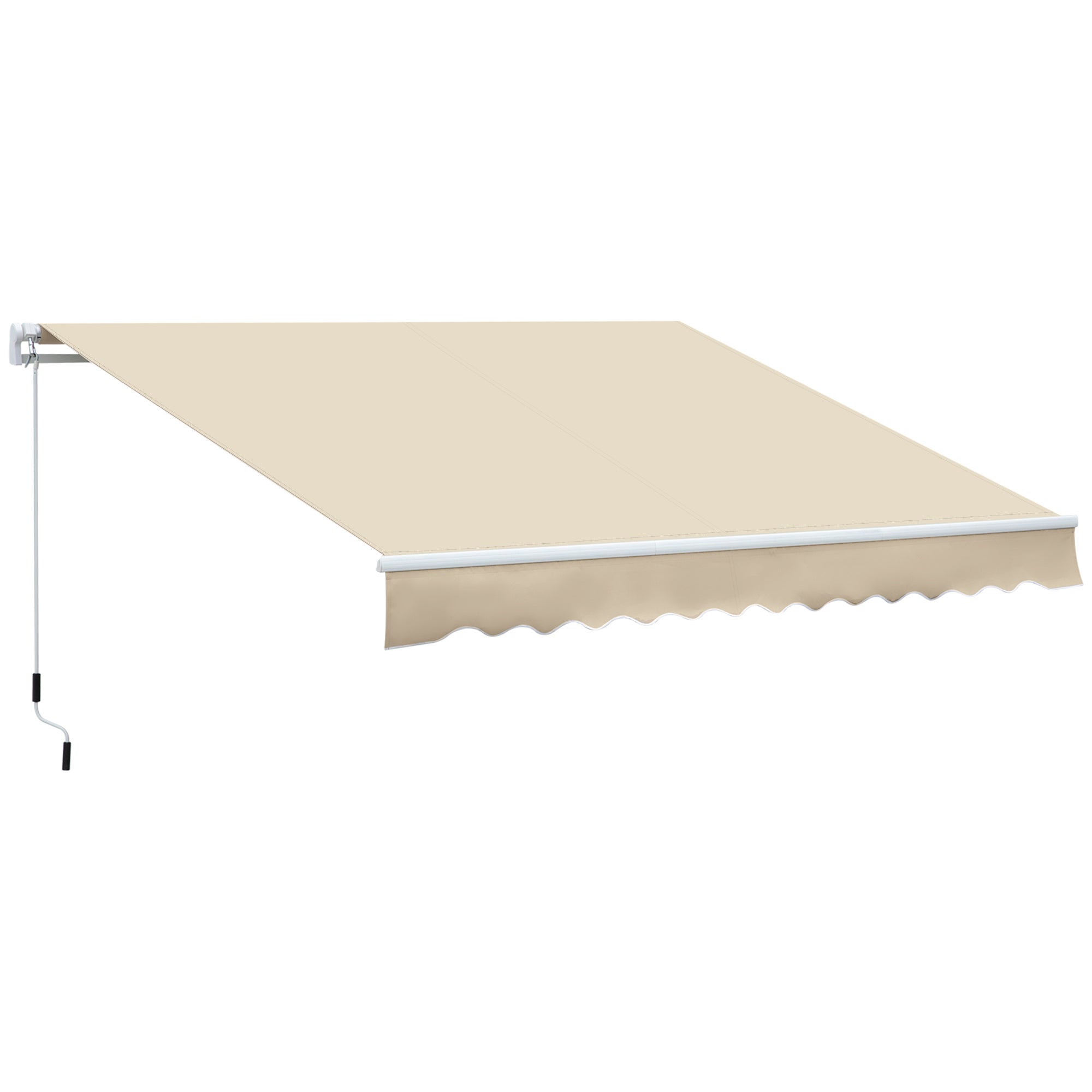 Toldo Manual Retrátil Outsunny em Poliéster Creme 350x250 cm - 2