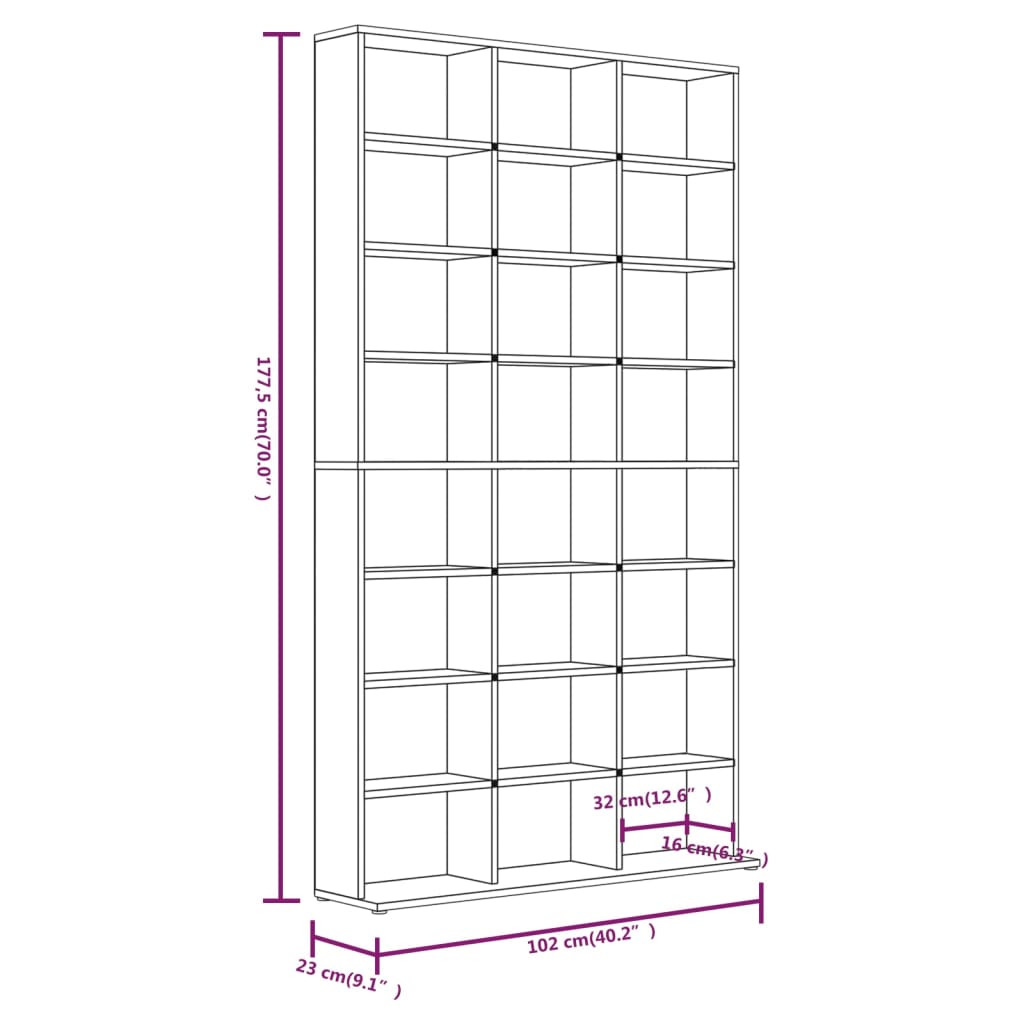 Estante para CD em contraplacado de carvalho fumado 102x23x177,5 cm – ComfortXL - 6