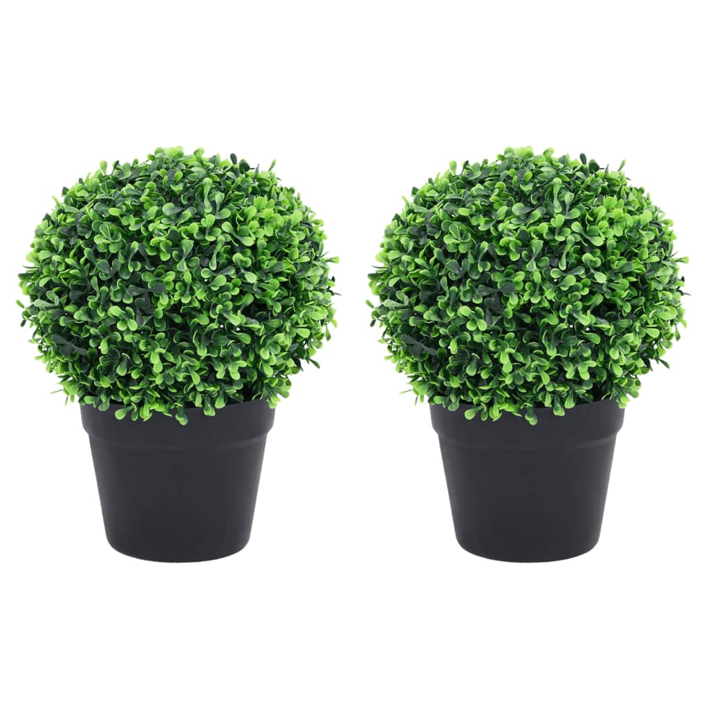 Kule ze sztucznego bukszpanu w doniczce, 2 szt., zielone, 32 cm vidaXL