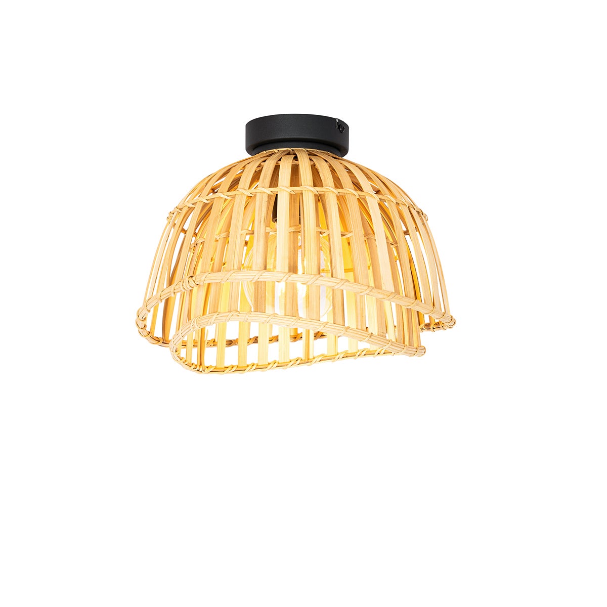Qazqa kolonialny plafon - Pua - natur, okrągły, max. 40w, kompatybilny z żarówką LED, e27, 30cm oświetlenie wewnętrzne