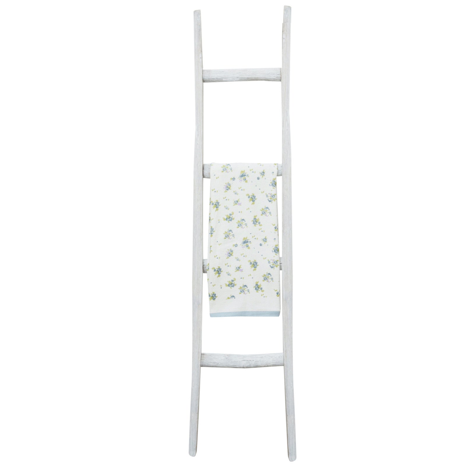 BISCOTTINI Échelle Porte-Serviettes - Finition Bois Blanc Antique - Salle de Bain - Décoratif - Support Serviettes - 40x8x150 cm - 4