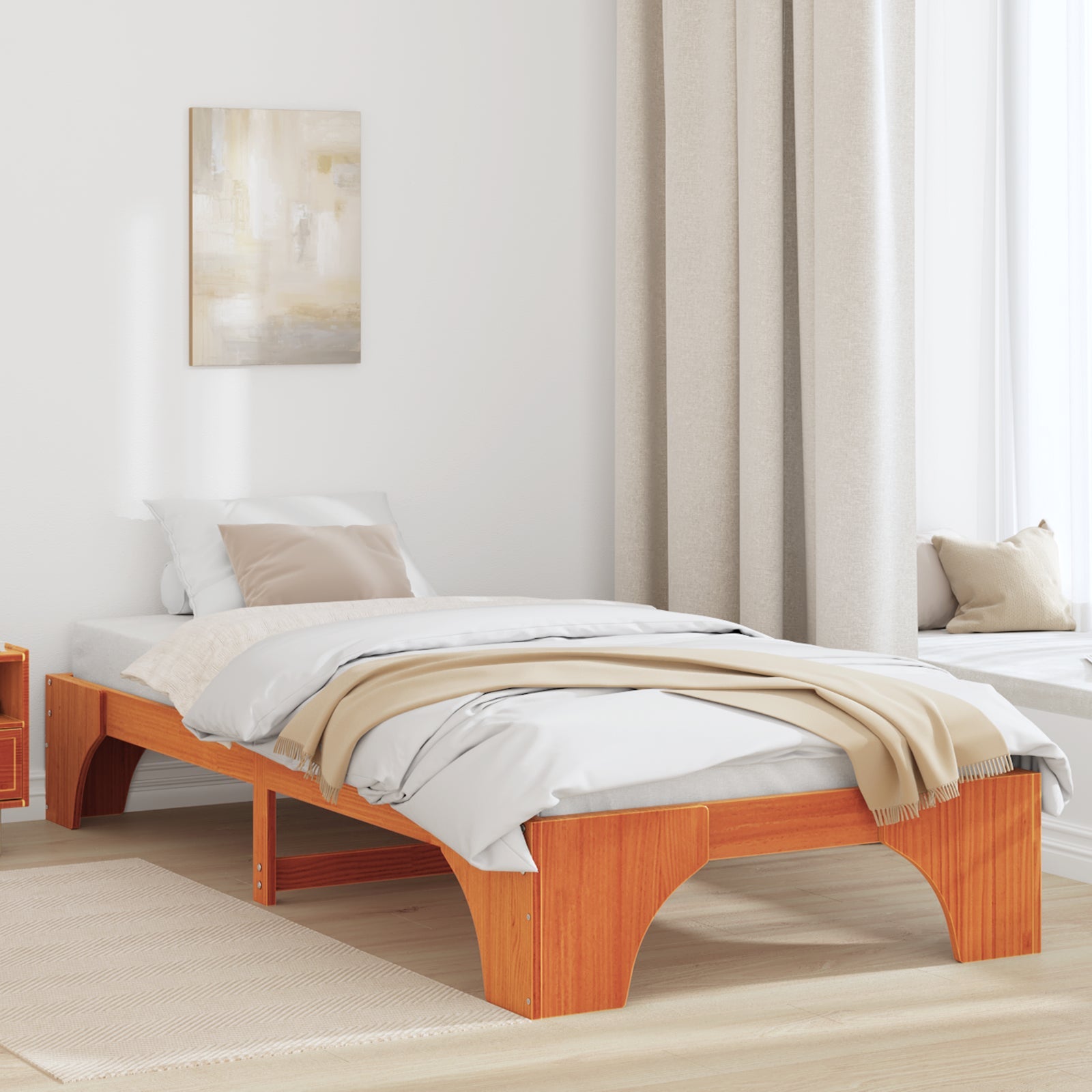 Ramka łóżka Woskowy Brąz 90 x 200 cm Lite drewno sosnowe vidaXL