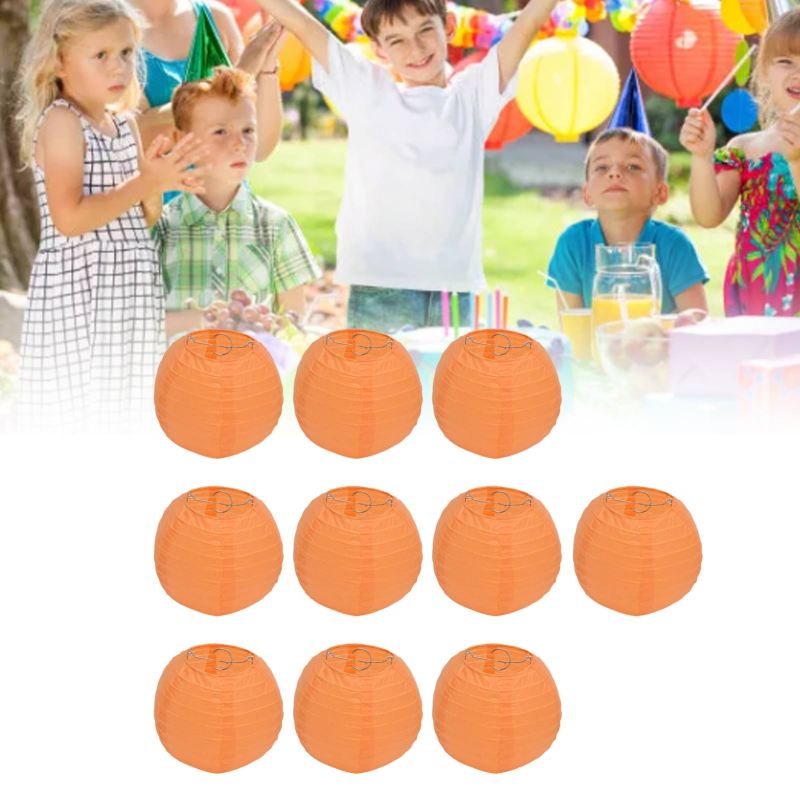 Lot de 10 lanternes chinoises rondes en papier de 15 cm (6 pouces), lanternes suspendues festives pour mariage et fête (orange). - 2