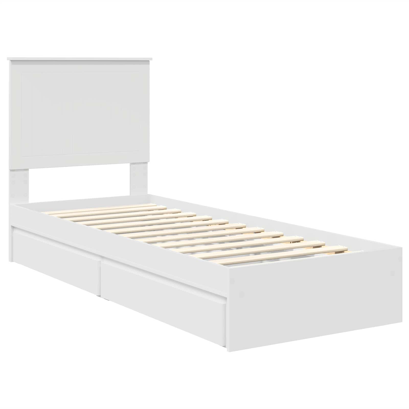Lit de rangement blanc 75 x 190 cm en panneau de bois - 4
