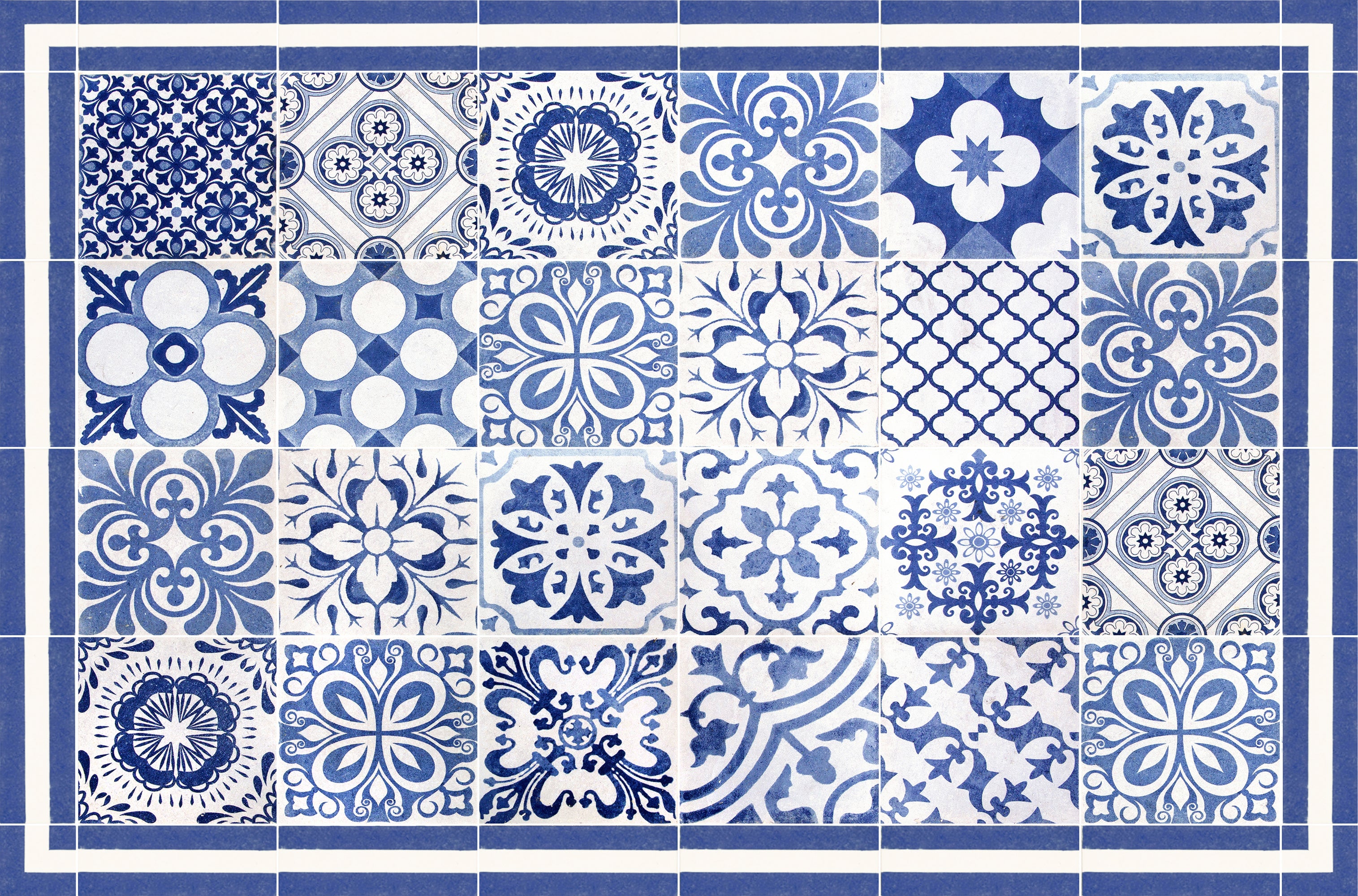 Dywan winylowy Julia 66x100 cm - antypoślizgowy dywan z PVC do kuchni lub salonu, zmywalny, w stylu hydraulicznym, niebieski