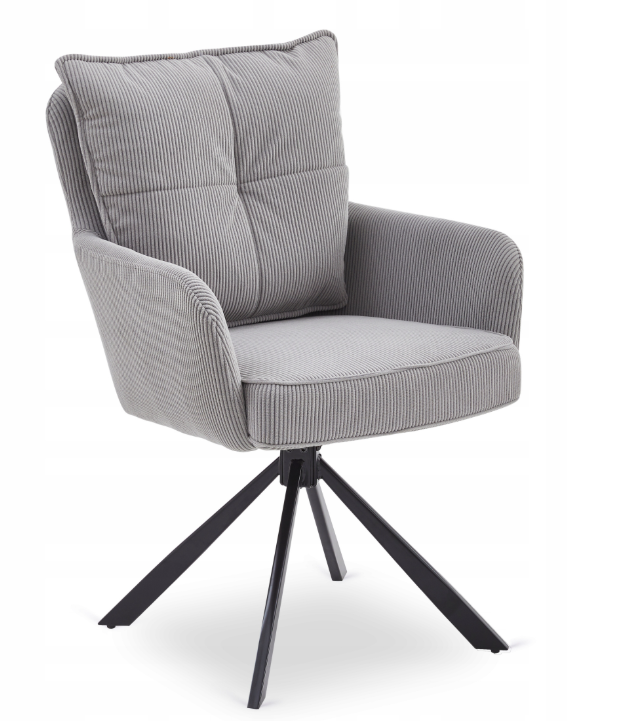 Krzesło Obrotowe Kubełkowe Tapicerowane Do Jadalni Sztruks Szary CITY
