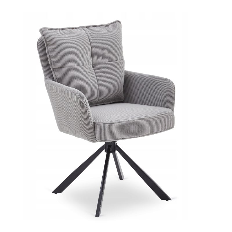 Krzesło Obrotowe Kubełkowe Tapicerowane Do Jadalni Sztruks Szary CITY