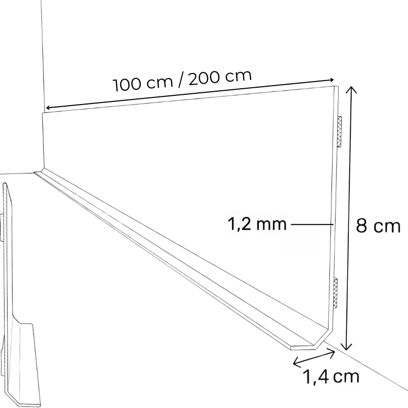 10 Plinthes PVC adhésives décoratives pour sol - 100x8 cm (10m) Teinte Dorée - Laiton Martelé - 8