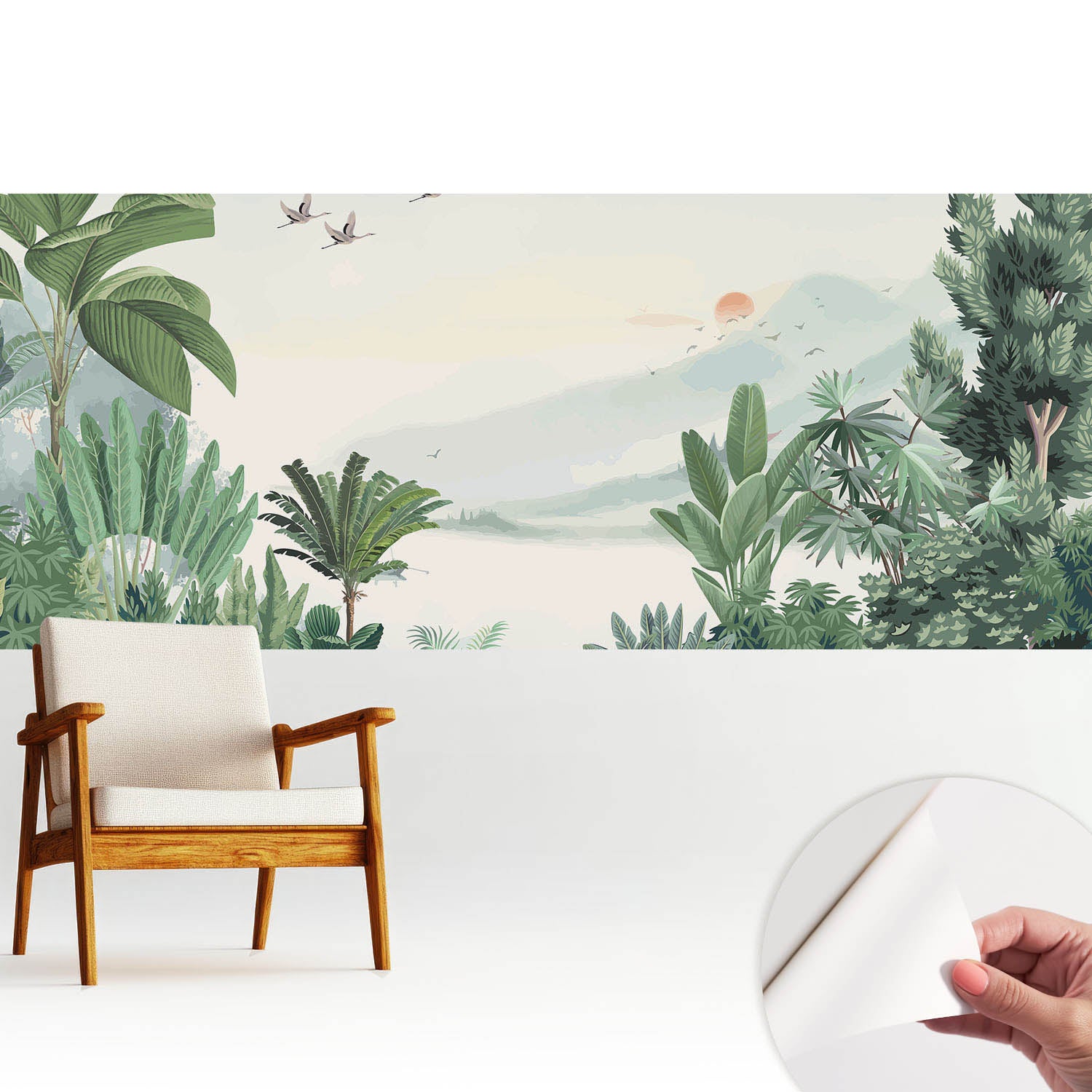 Elegancka tapeta dekoracyjna stylowa nowoczesny motyw łatwy montaż - materiał samoprzylepny 250x104 cm - Egzotyczna dżungla pejzaż natura TULUP