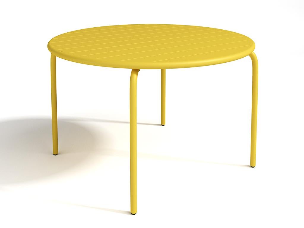 Table ronde de jardin D. 110 cm en métal - Jaune - MIRMANDE | Leroy Merlin
