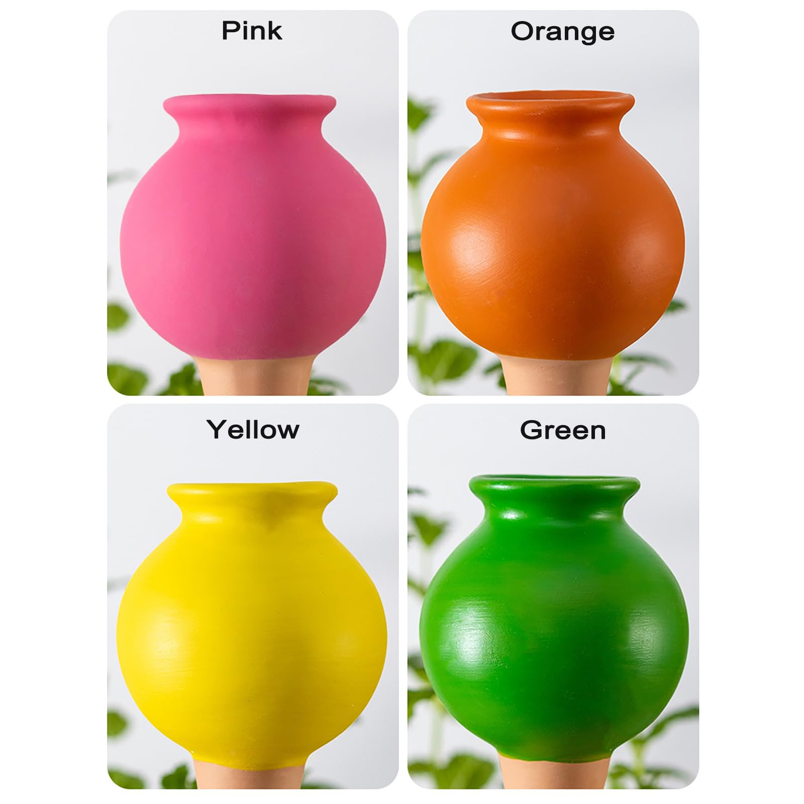 4 Arrosage Plante Interieur,Oyas a Planter Terre Cuite Extérieur,Terre Cuite Dispositifs d'Arrosage Automatiques en Céramique pour Vacances Plante - 4